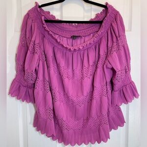LANE BRYANT Women’s Plus Size Smocked Off The Shoulder Pleated Top Size 22/24‎